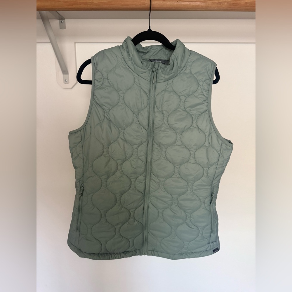 Eddie Bauer Quilted Puffer Vest XL Green Lightweight Outdoor Layer